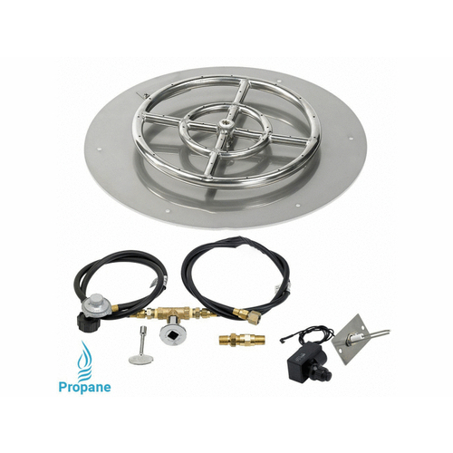 AMERICAN FIREGLASS INC SS-RFPKIT-P-18 18" Round Liquid Propane Burner Pan Kit With 12" Ring