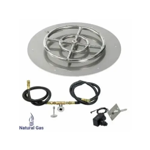 18" Round Natural Gas Burner Pan Kit With 12" Ring