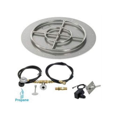 AMERICAN FIREGLASS INC SS-RFPKIT-P-24 24" Round Liquid Propane Burner Pan Kit With 18" Ring