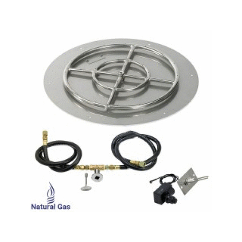 AMERICAN FIREGLASS INC SS-RFPKIT-N-24 24" Round Natural Gas Burner Pan Kit With 18" Ring