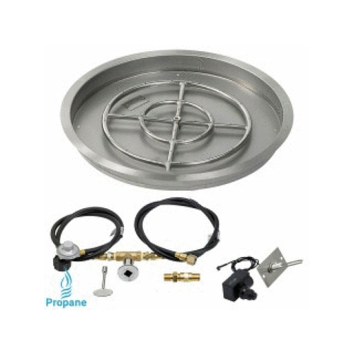 AMERICAN FIREGLASS INC SS-RSPKIT-P-25 25" Round Liquid Propane Drop-in Pan Kit With 18" Ring