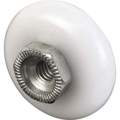 CRL M6002 7/8" Nylon Ball Bearing Shower Door Oval Edge Roller with Threaded Hex Hub White - pack of 2