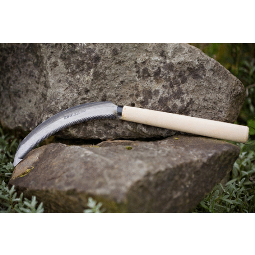 6.5" Ss Serrated Blade Sickle W/ Wood Handle