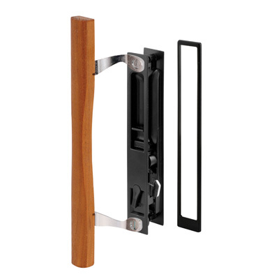 Wood/Black Flush Mount Handle Set 6-5/8" Screw Holes for Croft Doors