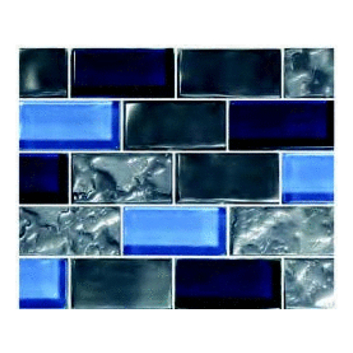 1" X 2" Titanium Glass Tile Blends Blue