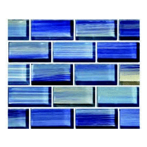 Artistry in Mosaics GW82348B10 1" X 2" Watercolors Glass Tile Blends Blue