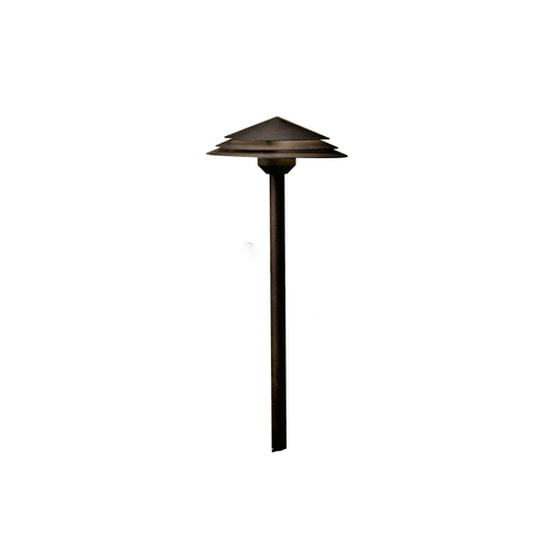 Kichler 16124AGZ27 12v Aged Bronze Round Tiered Led Path Light 2700k