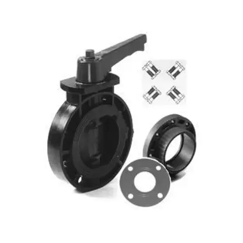 6" Sch 80 Pvc Butterfly Valve Installation Kit With Stainless Steel Shaft Black