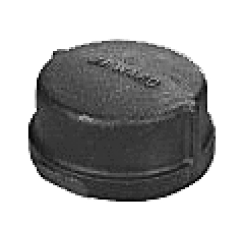 1" Black Malleable Cap, Color: Black, Size: 1"