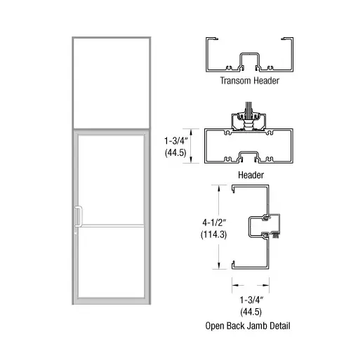 CRL-U.S. Aluminum 0B61211 Custom Sized Clear Anodized Series 450 Open Back Offset Pivot Transom Frame Complete (1FT)