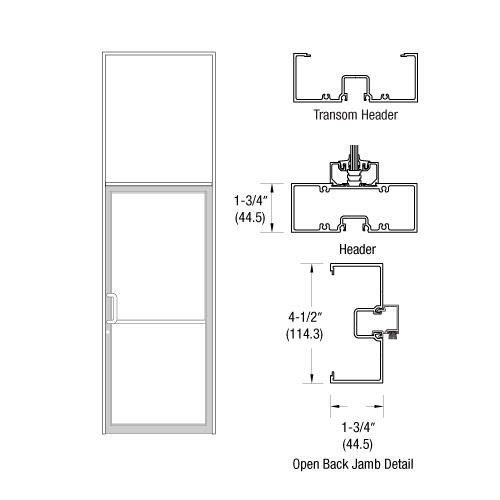 CRL-U.S. Aluminum 0B61252 Custom Sized White KYNAR Paint Series 450 Open Back Offset Pivot Transom Frame Complete (1FT)