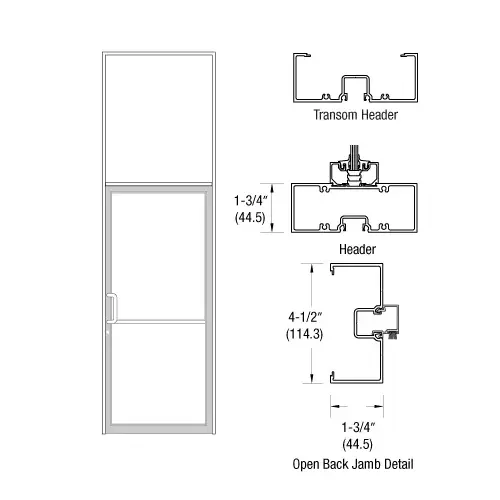 CRL-U.S. Aluminum 0B61252 Custom Sized White KYNAR Paint Series 450 Open Back Offset Pivot Transom Frame Complete (1FT)
