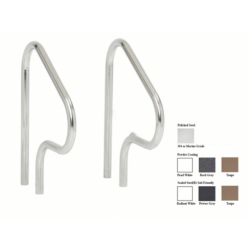 30" Pearl White Powder Coated Figure 4 Handrail Pair