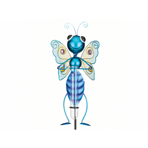 REGAL ARTS & GIFTS 12142 Blue Butterfly Bug Rain Gauge Garden Stake