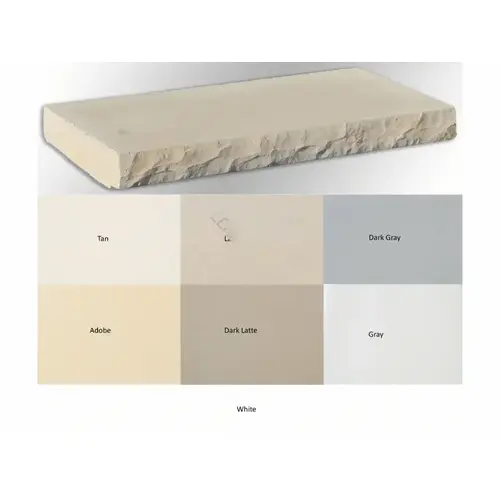 DFW COPING PC112RF0STW 12" X 24" White Rock Face Straight Coping