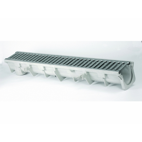 Dura Slope 6" X 4' X 6.1" Light Gray Channel Drain, 4.3" To 4.7" Invert Depth