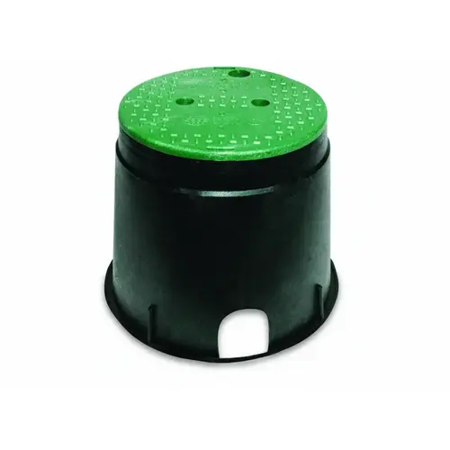 TurfGro 111BC TG Turfgro 10" Round Valve Box W Lid Blk/grn
