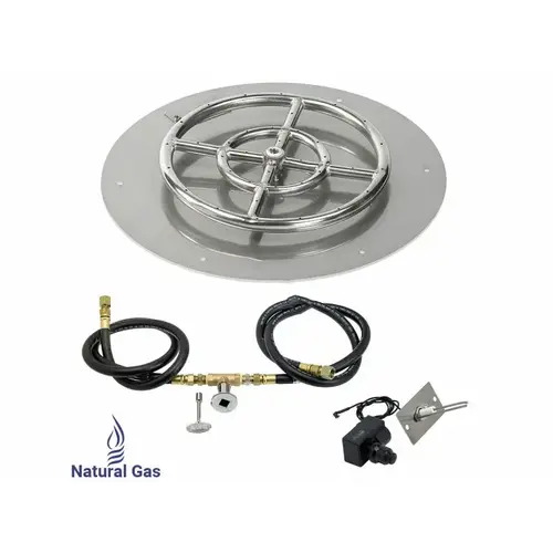 AMERICAN FIREGLASS INC SS-RFPSIT-N-18 18" Rd Ss Flat Pan W/ 12" Ng Iid Fire Ring