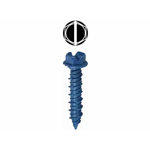 100/bx .25"x1.75" Slot Hex Head Concrete Anchor Screw