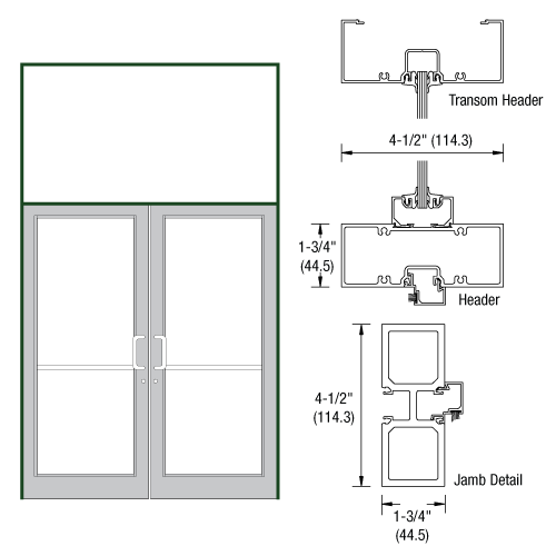 Custom Anodized 75-1/2" x 126" Series DF800 Tubular Offset Hung Transom Frame Blank (2FT)