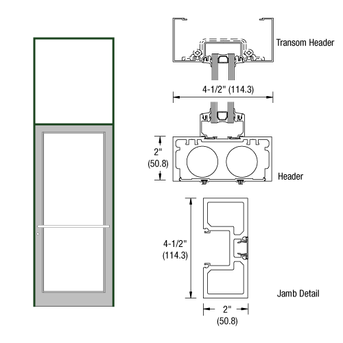 Custom Anodized 40" x 126" Series DF800 Tubular Center Hung Transom Frame Complete (1FT)