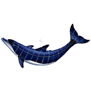 Custom Mosaics BD43-27 Blue Dolphin-b 27"x10"