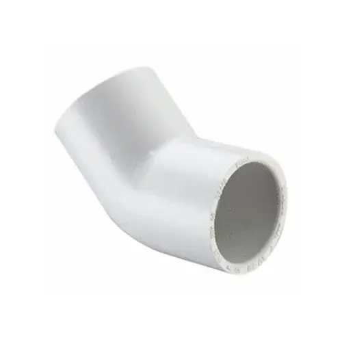 .5" Sch40 Pvc 45 Degree Elbow Socket X Socket White