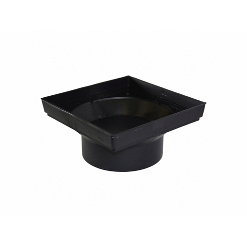 12" Black Square Low-profile Adapter Drain, Connects To 8" Sewer And Drain Pipe