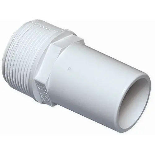 Waterway Plastics 417-6140 1-1/2" Mpt X 1-1/2" Male Smooth Barb Adapter White