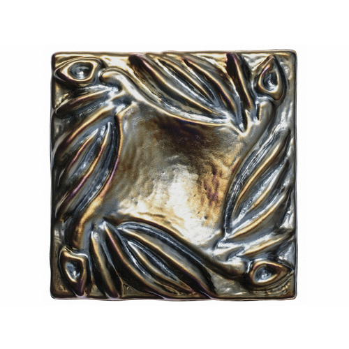 3" X 3" Oceanscapes Deco Leaves Bronze Brown