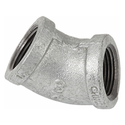 45 degree Lead Free Galvanized Elbow Silver