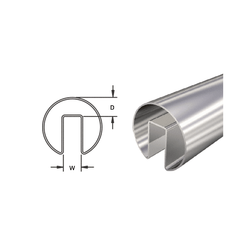 Polished Stainless 2-1/2" Roll Formed Cap Rail for 1/2" or 5/8" Glass