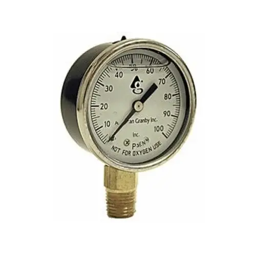 2" Liquid Filled Stainless Steel Pressure Gauge With 1/4" Mip Back Mount Gold