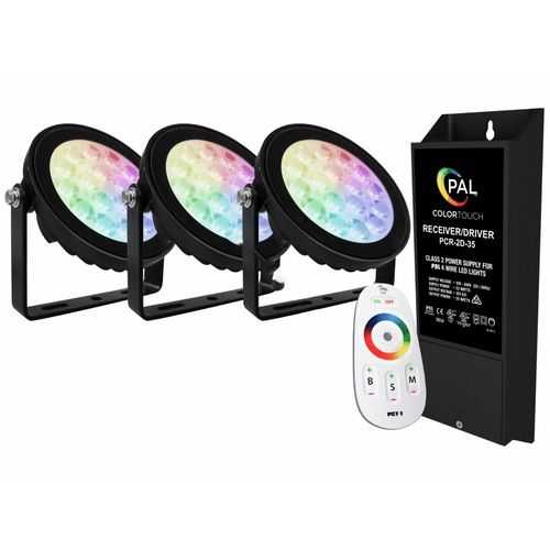 Pal Lighting 45-PAL-GL9-RGB3P 3-light Color Garden Light Kit W/ Xfmr