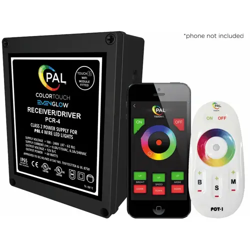 Pal Lighting 42-PCR-4UW-CL-E Color Remote Control Xfmr With Cloning And Wi-fi 60w