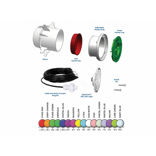 Blue Led Light With Niche With 100' Cable