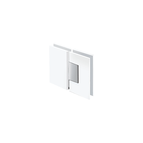 White with Chrome Accent Geneva 180 Series 180 Degree Glass-to-Glass Standard Hinge