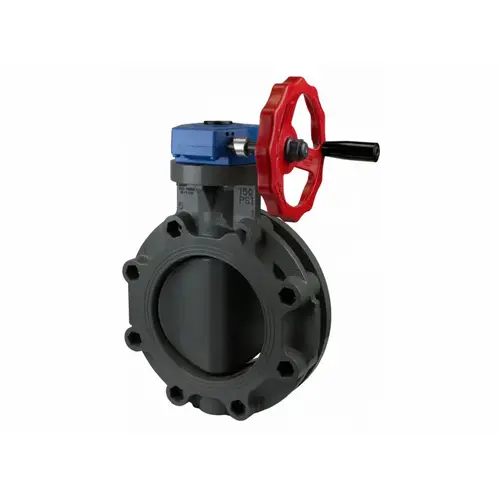 6" Black Pvc Butterfly Valve With Gear Operated Epdm Gray