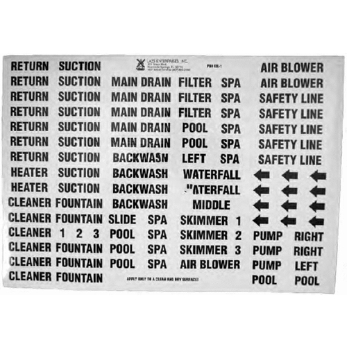 LASS Enterprises IDL-1B Black On White Vinyl Plumbing Label Set