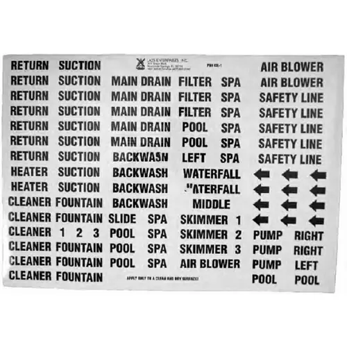 Black On White Vinyl Plumbing Label Set