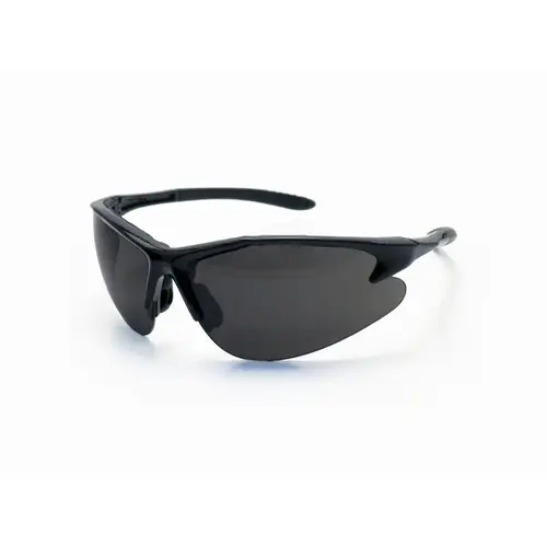 Lightweight Safety Glasses, Gray Lens, Black Frame