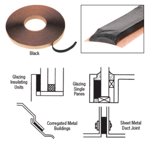 CRL Black 1//8/" x 1-1//2/" Single Sided Foam Glazing Tape