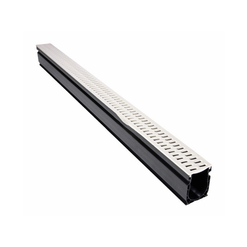 9' White Slim Channel Drain W Slotted Grates