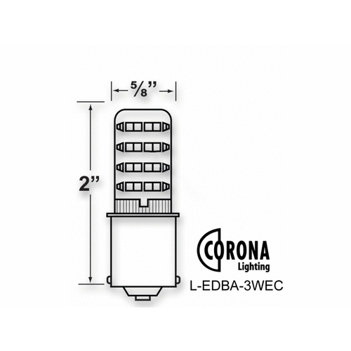 CORONA LIGHTING INC L-EDBA-3WEC 3w 2700k Sc Bayonet White Led Lamp