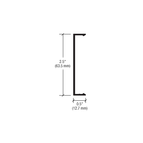 CRL-U.S. Aluminum PW61222 Vertical 2-1/2" Face Cap, Dark Bronze/Black Anodized Class 1 - 24'-2" Stock Length