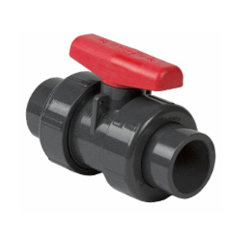 2.5" Black Pvc True Union Ball Valve With Socket Ends, Epdm O-rings Gray