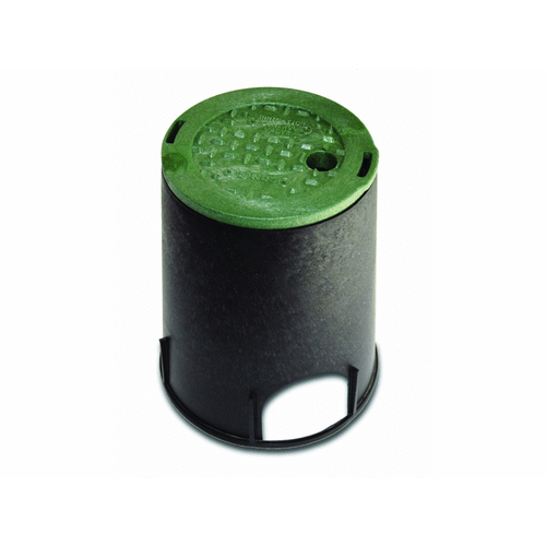 Turfgro 6" Round Valve Box Black W/ Green Lid