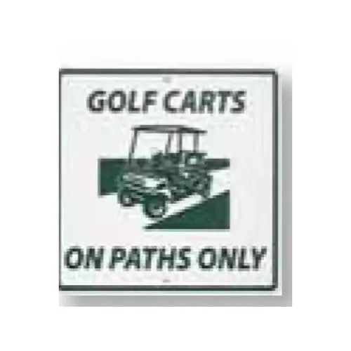 12" X 12" Golf Carts On Paths Only Green Line Information Sign