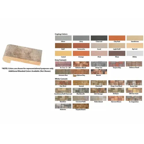 9"  Small Coping; White, 9 Inch, 1-1/4 Inch Thick, 342 Pieces/Pallet