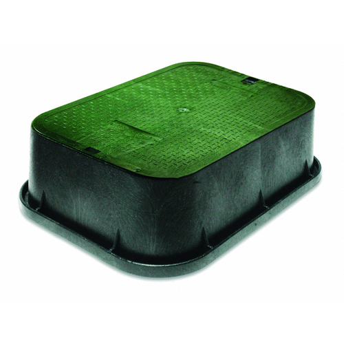 13" X 20" X 6" Extension Black Box With Green Lid - Irrigation Control Valve